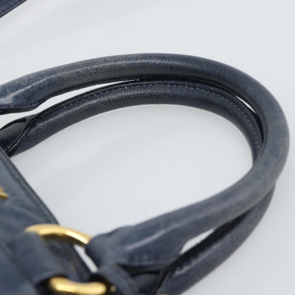 Miu Miu Hand Bag Leather 2way Navy Gold Auth 185645V