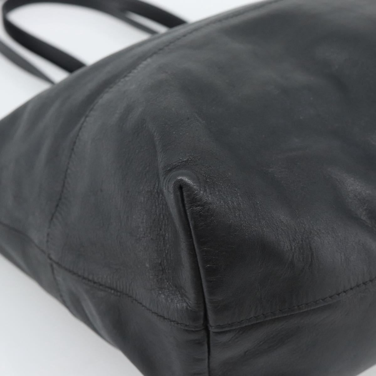 Miu Miu Tote Bag Leather Black Gold Auth 185646A
