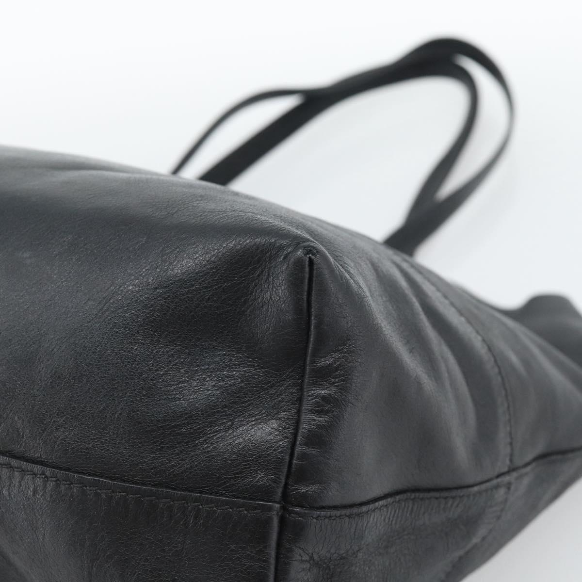 Miu Miu Tote Bag Leather Black Gold Auth 185646A