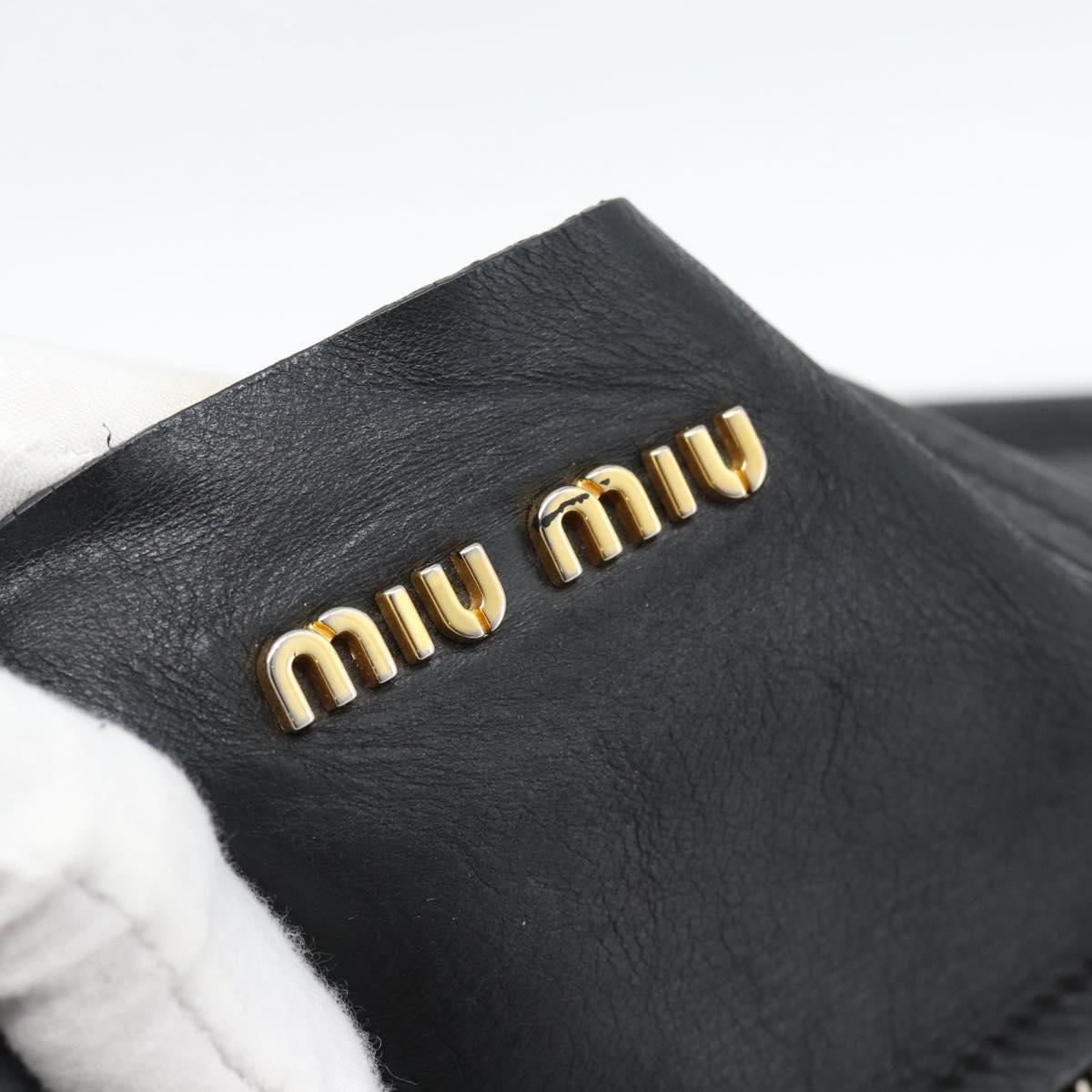Miu Miu Tote Bag Leather Black Gold Auth 185646A