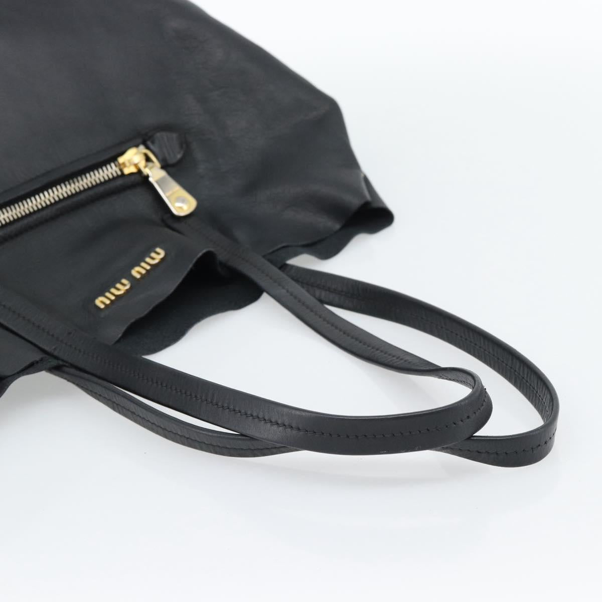 Miu Miu Tote Bag Leather Black Gold Auth 185646A