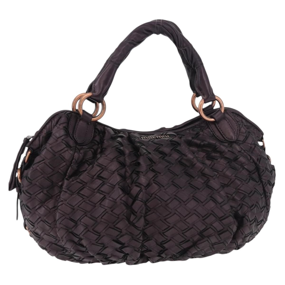 Miu Miu Hand Bag Leather Purple Auth 185647M