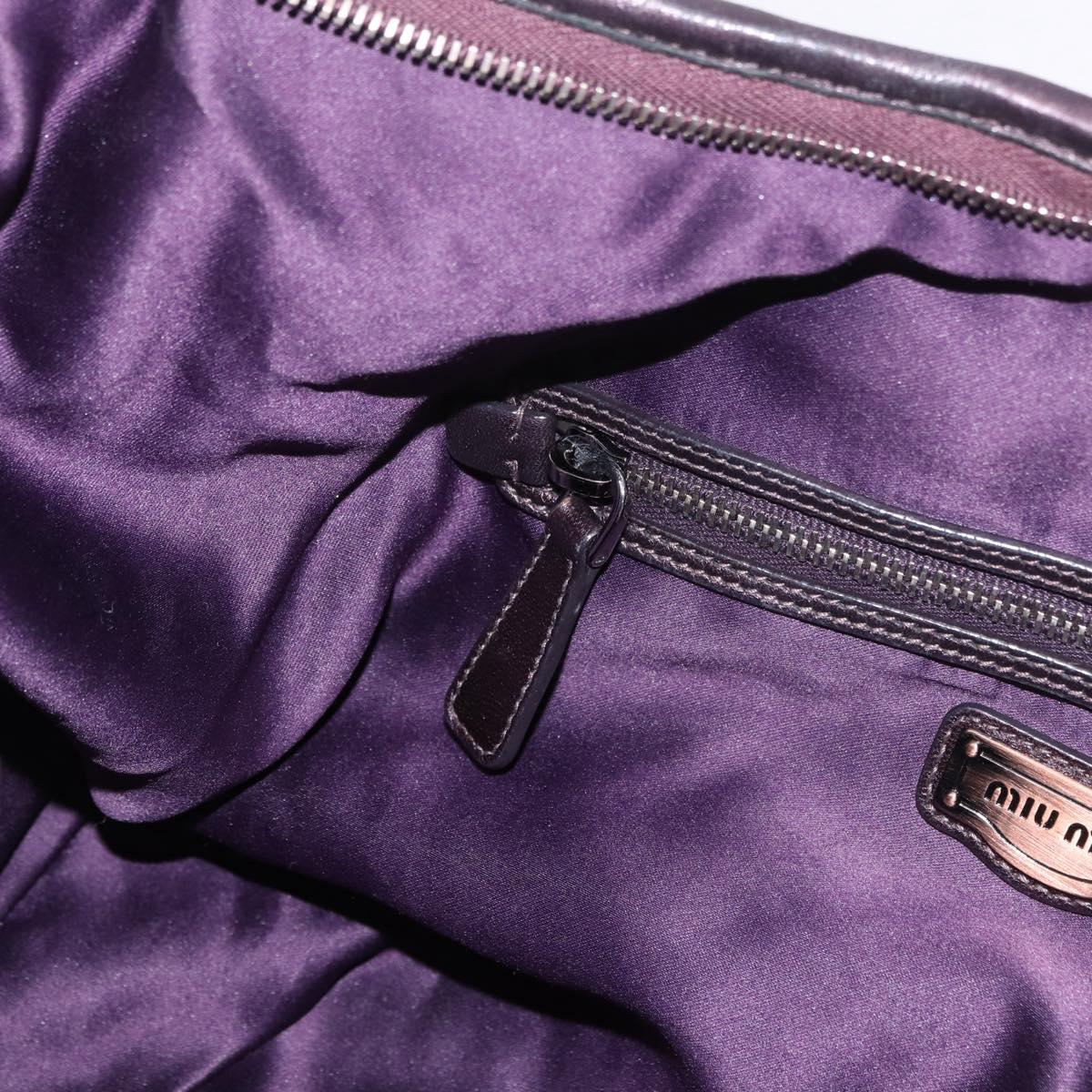 Miu Miu Hand Bag Leather Purple Auth 185647M
