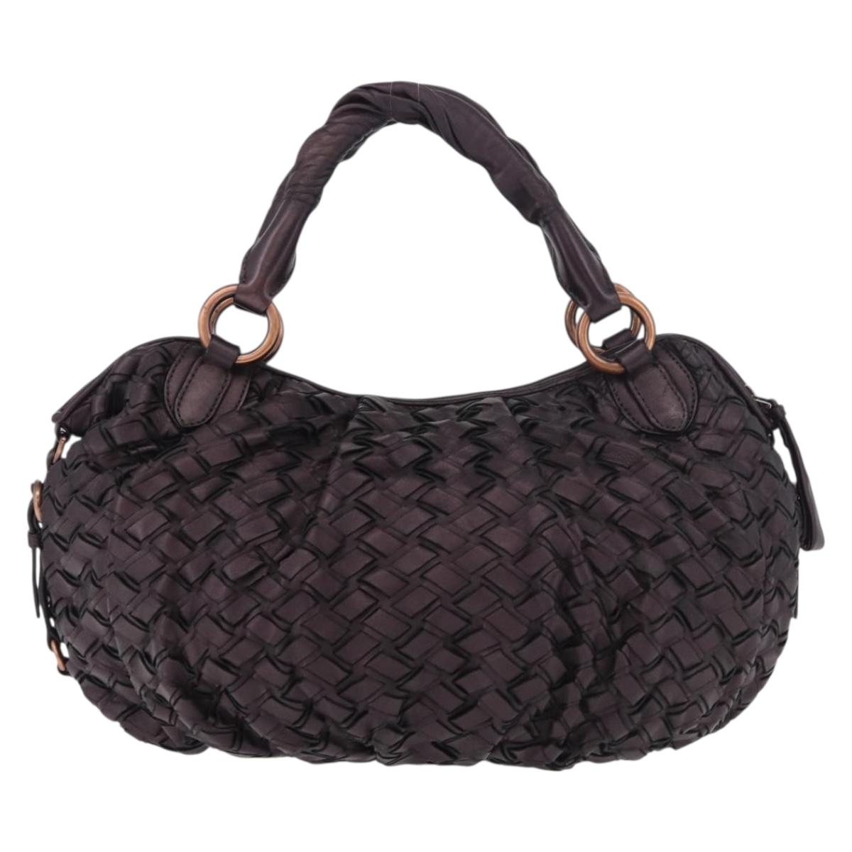 Miu Miu Hand Bag Leather Purple Auth 185647M
