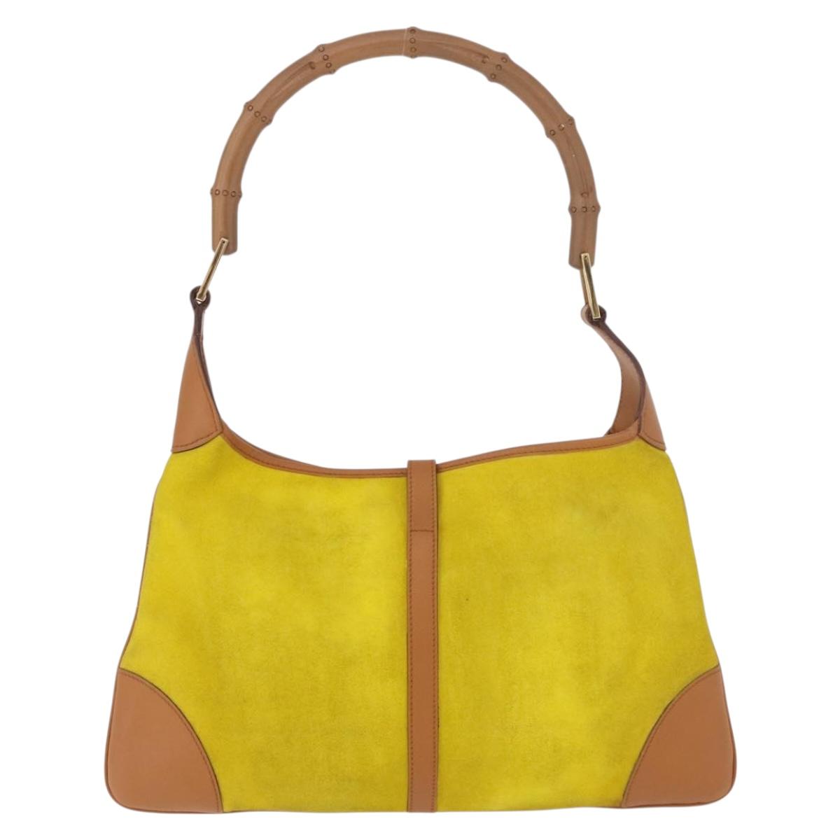 GUCCI Jackie Shoulder Bag Suede Yellow Gold 001 4060 Auth 185648