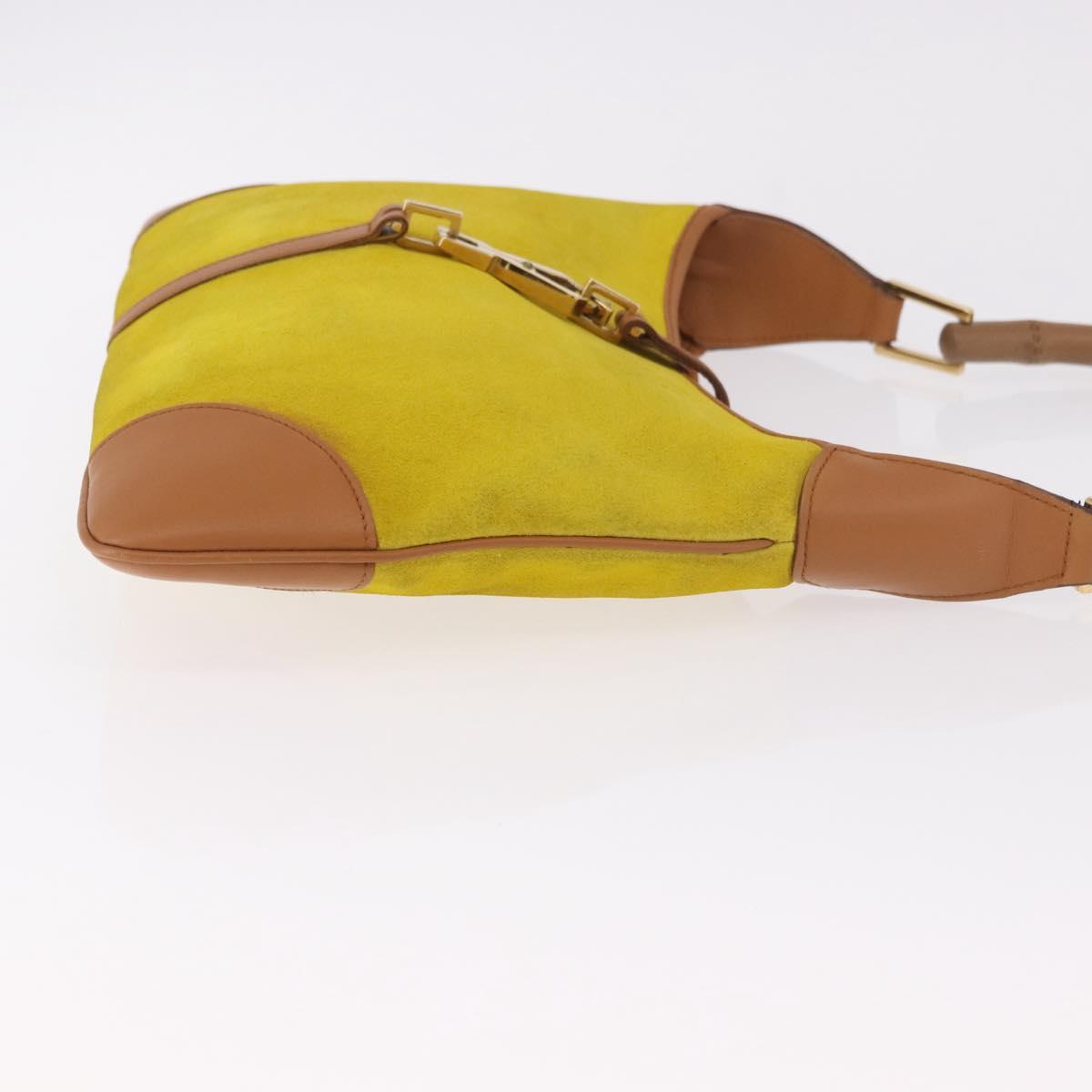 GUCCI Jackie Shoulder Bag Suede Yellow Gold 001 4060 Auth 185648