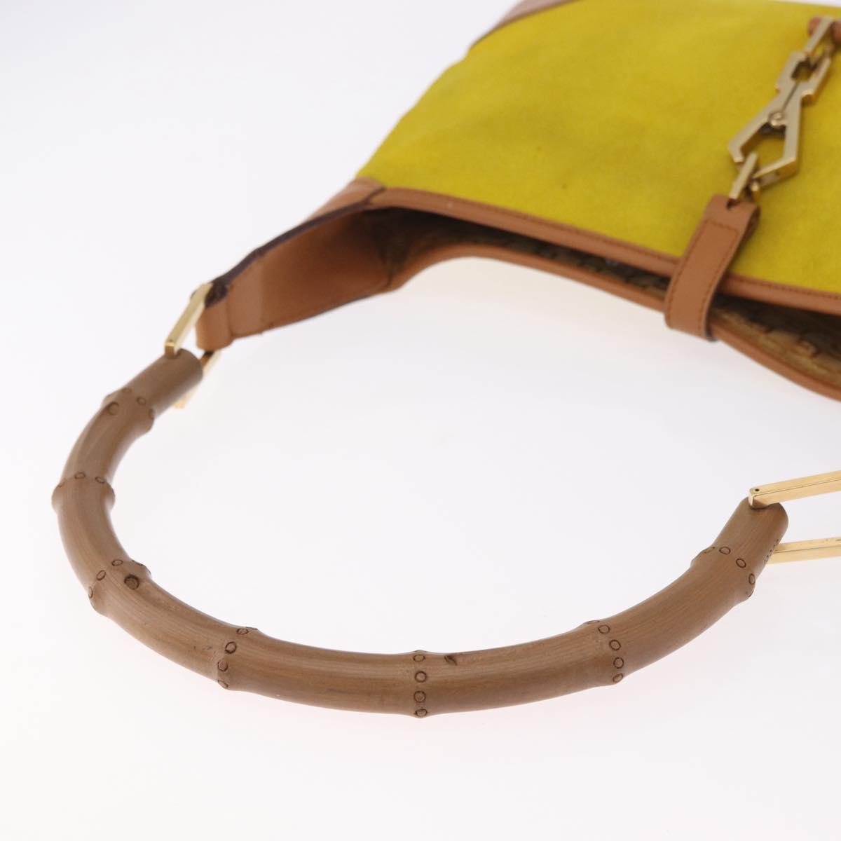 GUCCI Jackie Shoulder Bag Suede Yellow Gold 001 4060 Auth 185648