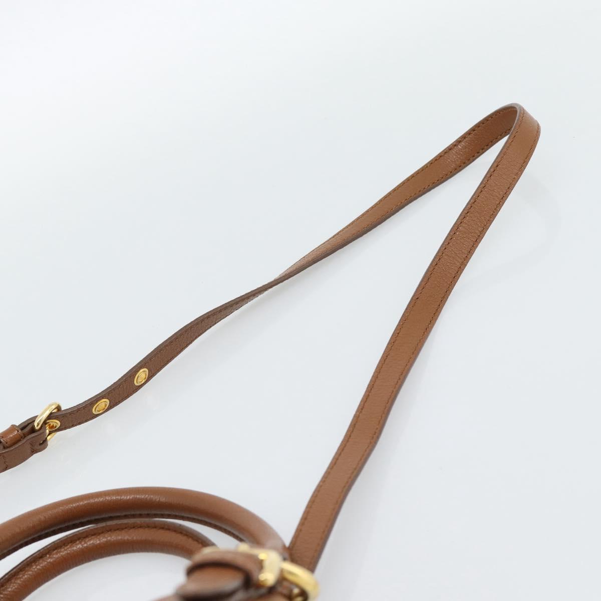 Miu Miu Hand Bag Leather 2way Brown Gold Auth 185649V