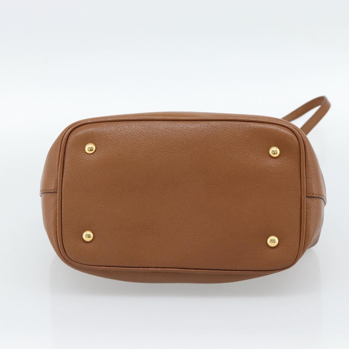 Miu Miu Hand Bag Leather 2way Brown Gold Auth 185649V