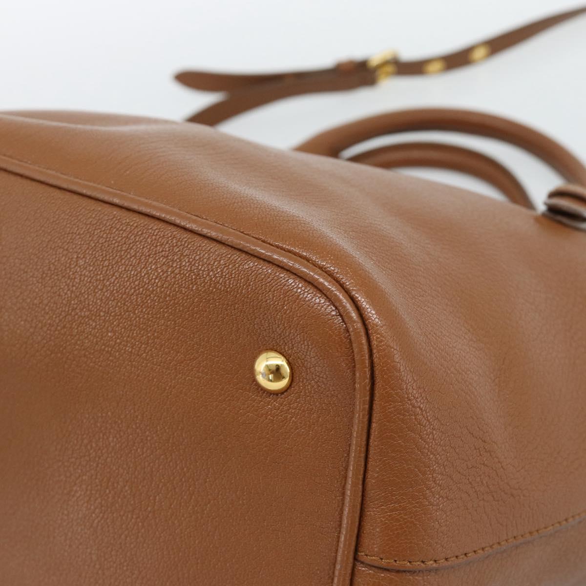 Miu Miu Hand Bag Leather 2way Brown Gold Auth 185649V