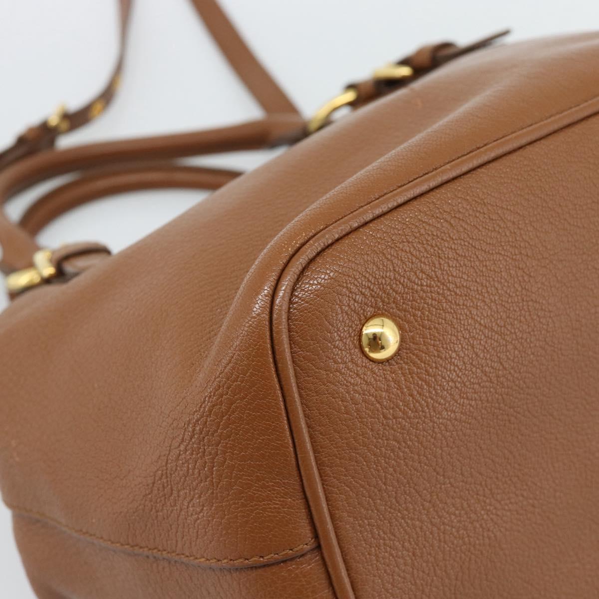 Miu Miu Hand Bag Leather 2way Brown Gold Auth 185649V