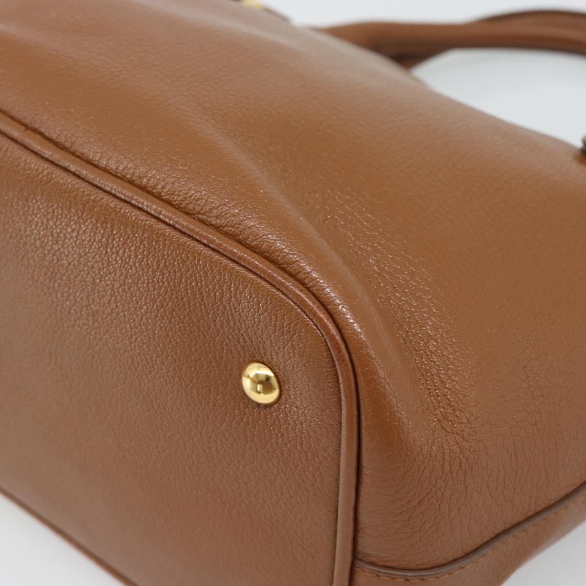 Miu Miu Hand Bag Leather 2way Brown Gold Auth 185649V