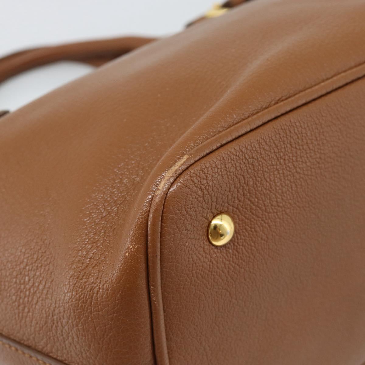 Miu Miu Hand Bag Leather 2way Brown Gold Auth 185649V