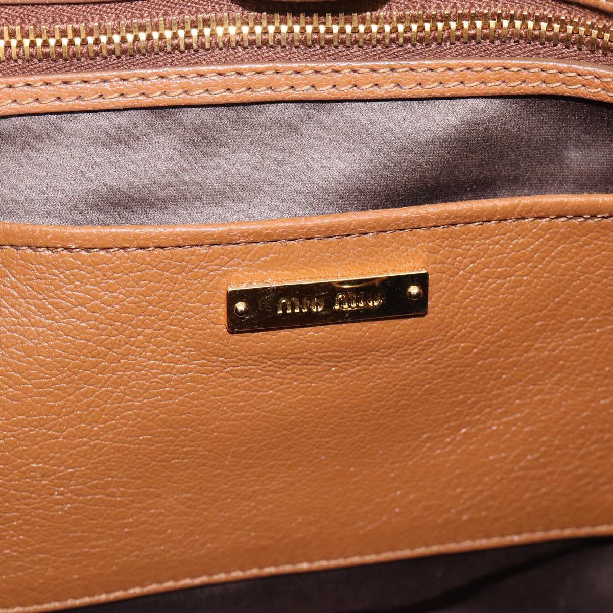 Miu Miu Hand Bag Leather 2way Brown Gold Auth 185649V