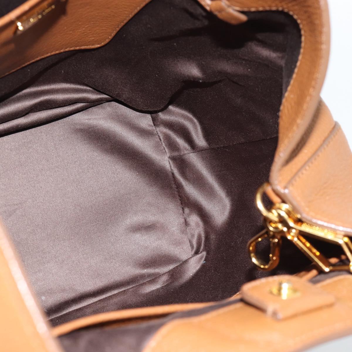 Miu Miu Hand Bag Leather 2way Brown Gold Auth 185649V
