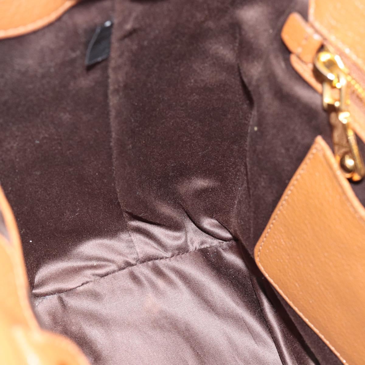 Miu Miu Hand Bag Leather 2way Brown Gold Auth 185649V