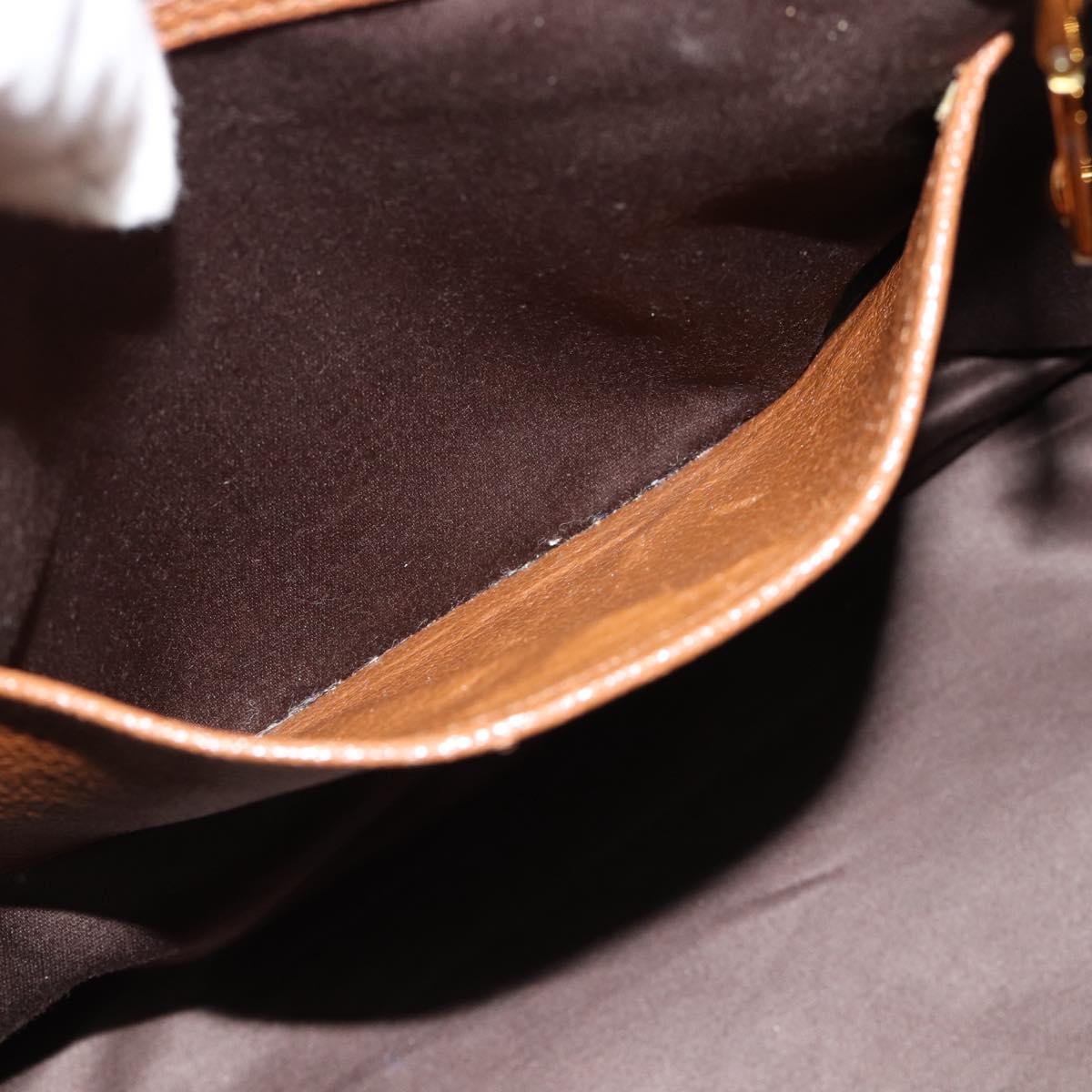 Miu Miu Hand Bag Leather 2way Brown Gold Auth 185649V