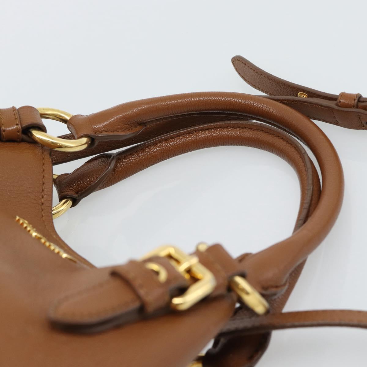Miu Miu Hand Bag Leather 2way Brown Gold Auth 185649V