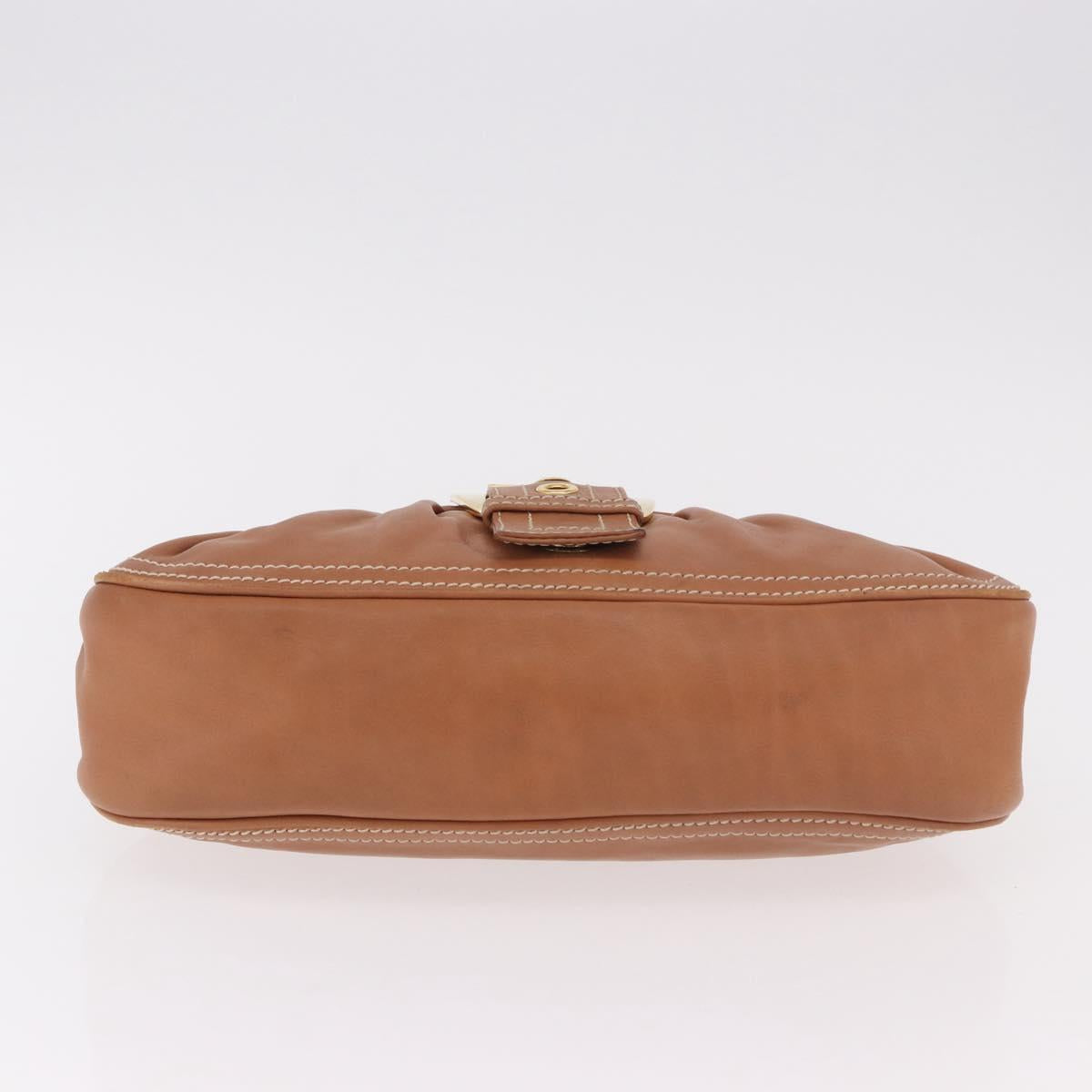 CELINE Shoulder Bag Leather Brown Gold Auth 185651V