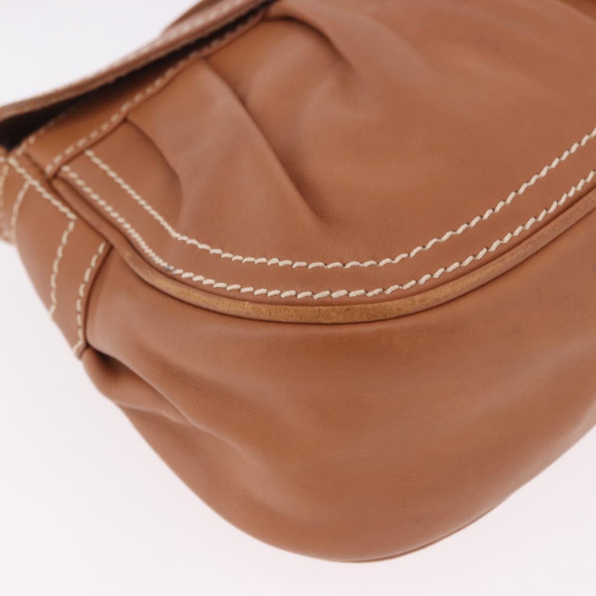 CELINE Shoulder Bag Leather Brown Gold Auth 185651V