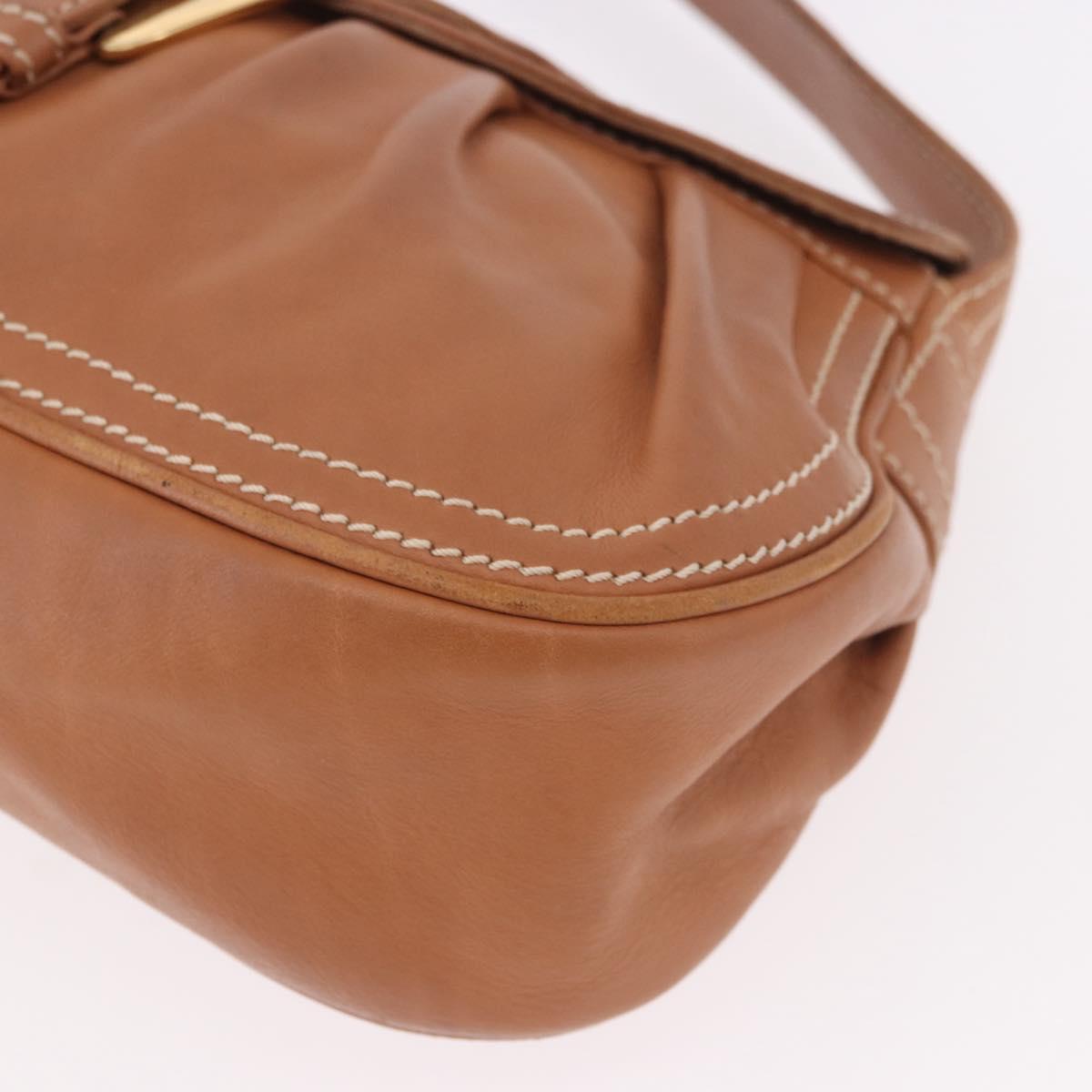 CELINE Shoulder Bag Leather Brown Gold Auth 185651V