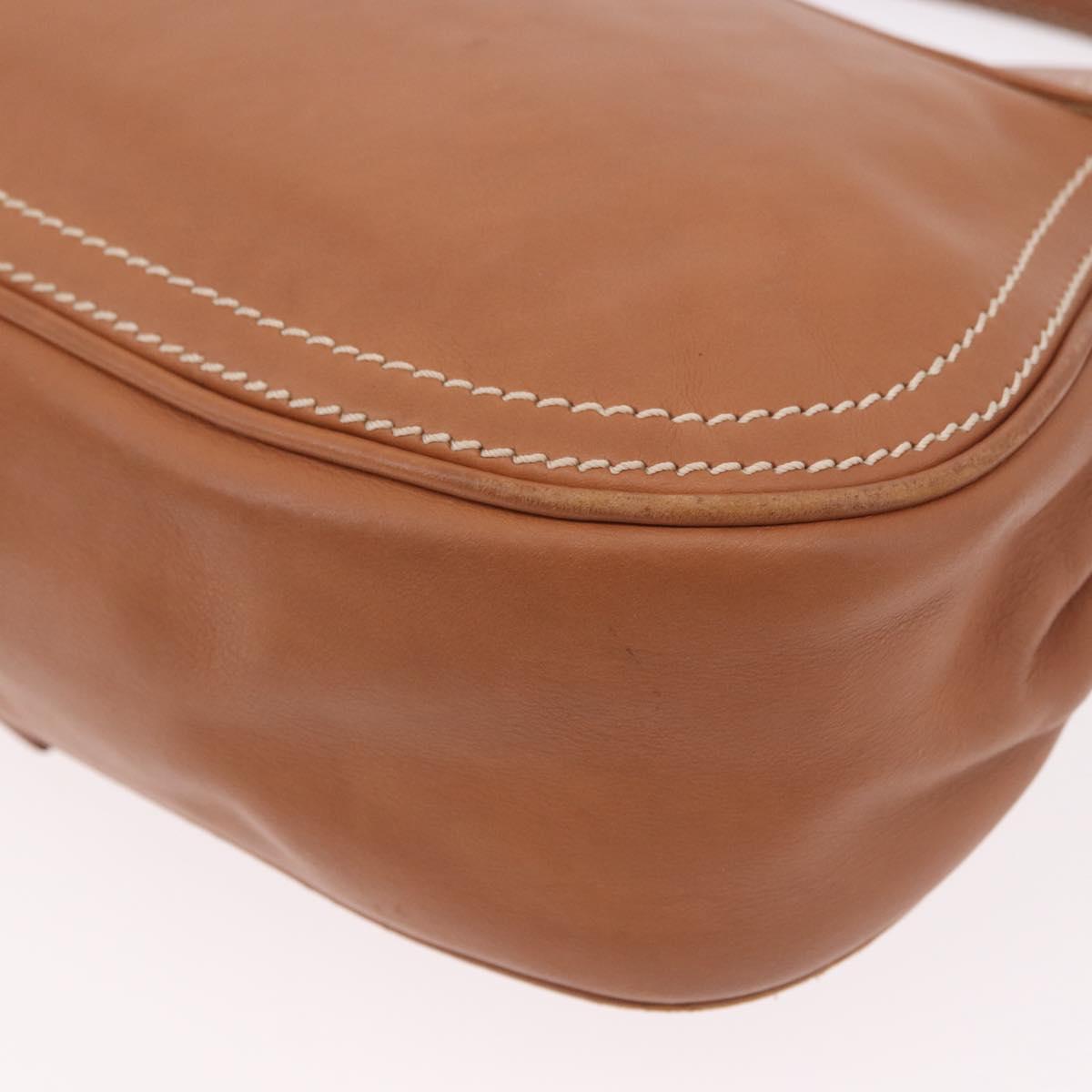 CELINE Shoulder Bag Leather Brown Gold Auth 185651V