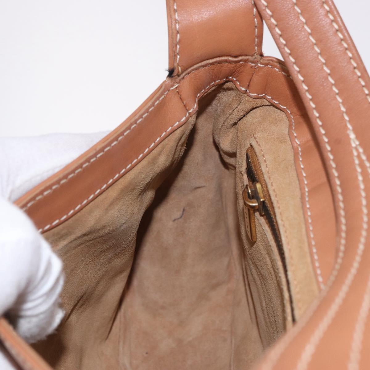 CELINE Shoulder Bag Leather Brown Gold Auth 185651V