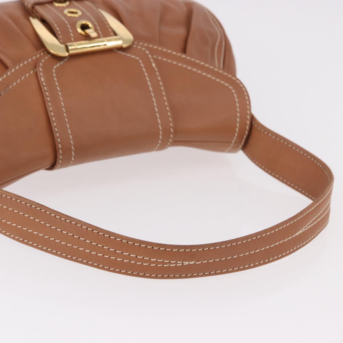 CELINE Shoulder Bag Leather Brown Gold Auth 185651V