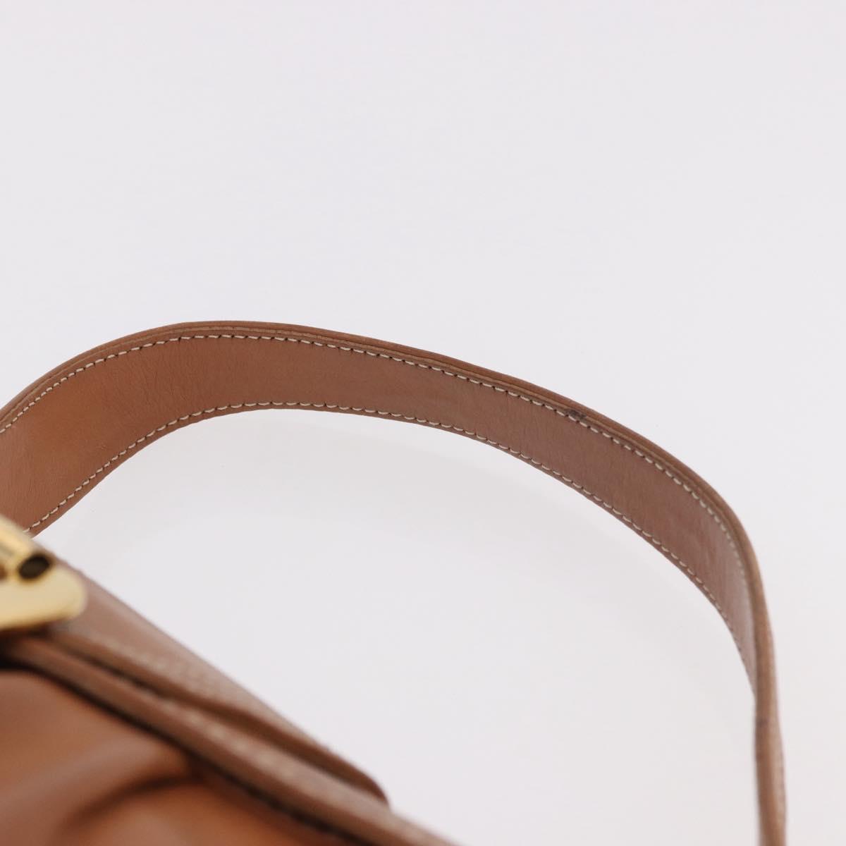 CELINE Shoulder Bag Leather Brown Gold Auth 185651V