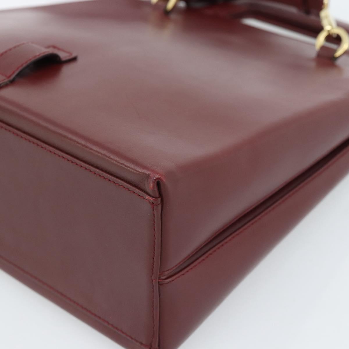 Salvatore Ferragamo Gancini Hand Bag Leather 2way Bordeaux Gold Auth 185652A