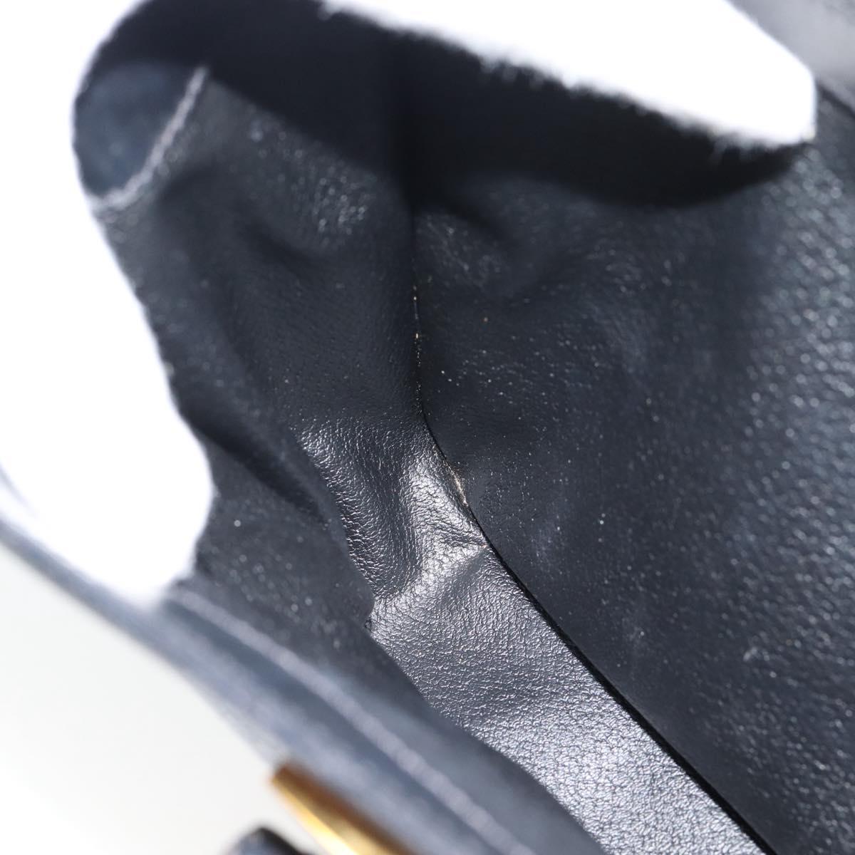 CELINE Macadam Canvas Circle Hand Bag PVC Leather Black Gold Auth 185653A