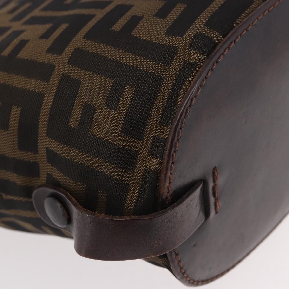 FENDI Zucca Canvas Hand Bag Black Brown Auth 185654