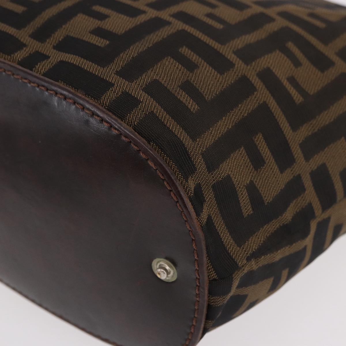 FENDI Zucca Canvas Hand Bag Black Brown Auth 185654