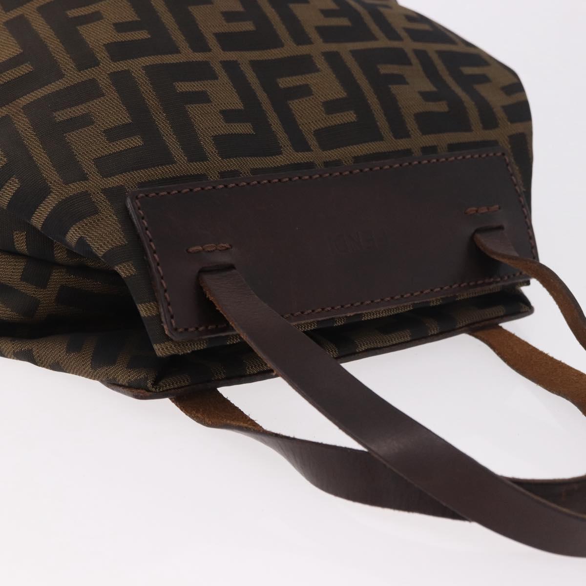 FENDI Zucca Canvas Hand Bag Black Brown Auth 185654
