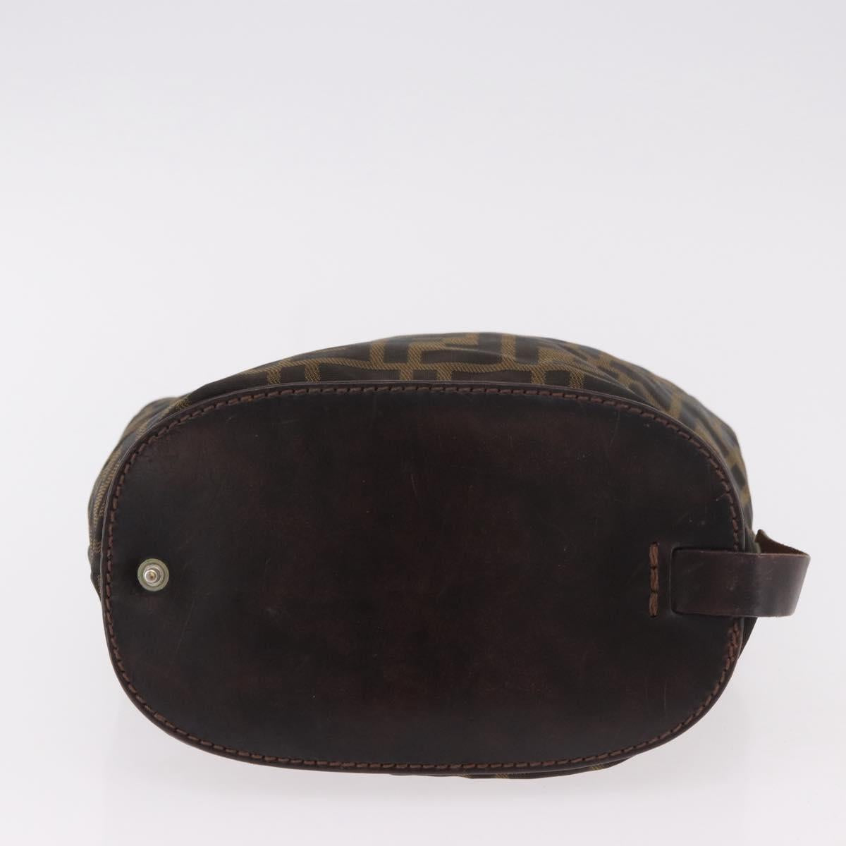 FENDI Zucca Canvas Hand Bag Black Brown Auth 185654