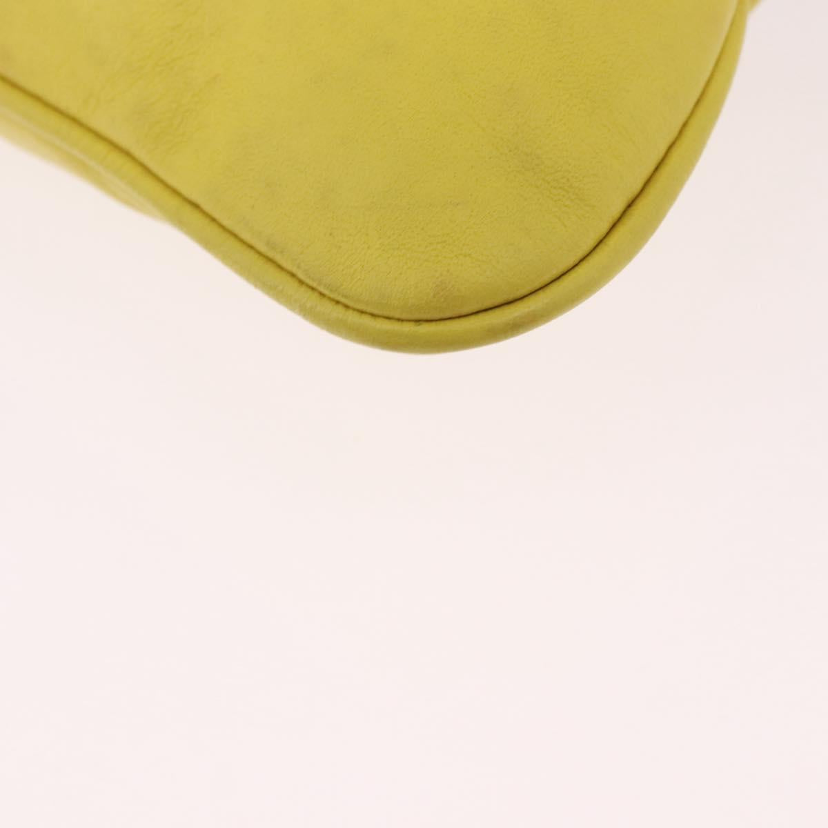 FENDI Mamma Baguette Shoulder Bag Leather Yellow Silver Auth 185657