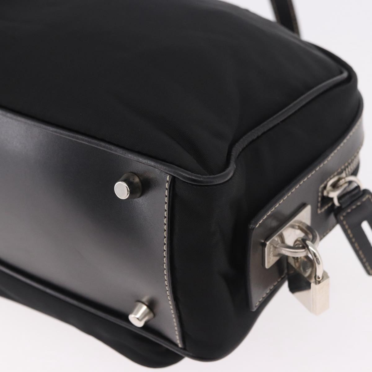 PRADA Shoulder Bag Nylon Black Silver Auth 185658SAM