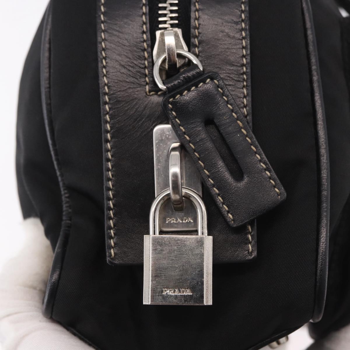 PRADA Shoulder Bag Nylon Black Silver Auth 185658SAM