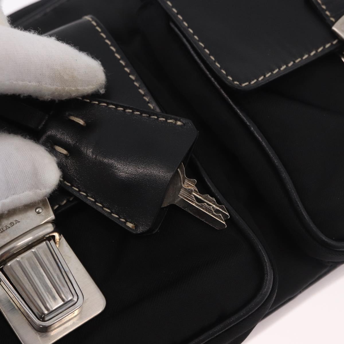 PRADA Shoulder Bag Nylon Black Silver Auth 185658SAM