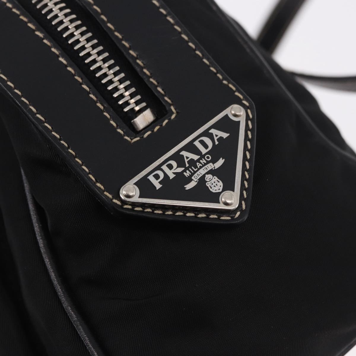 PRADA Shoulder Bag Nylon Black Silver Auth 185658SAM