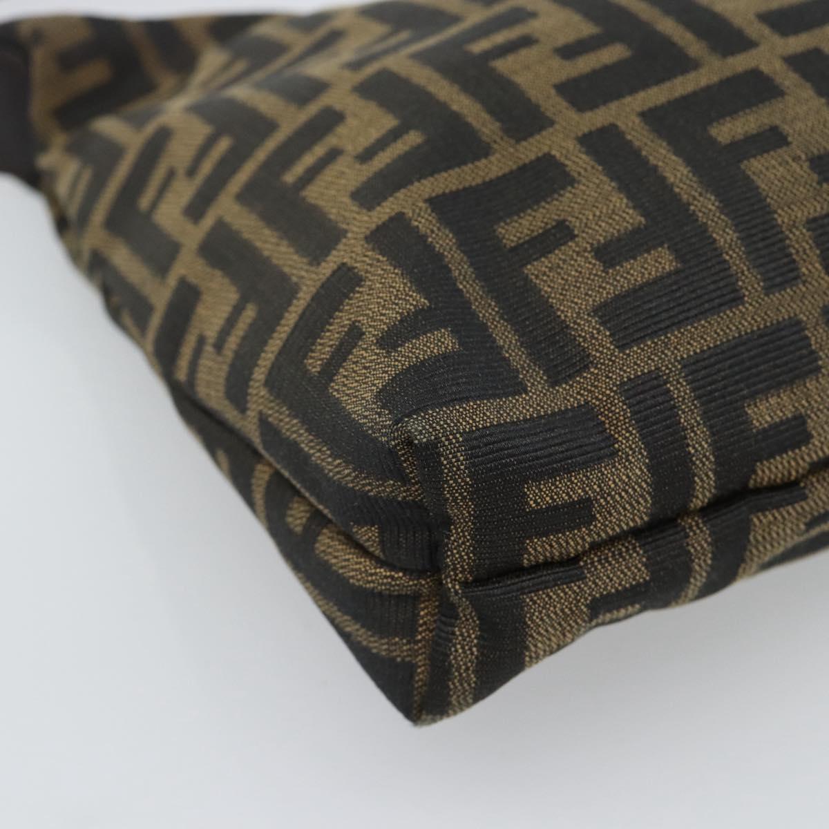 FENDI Zucca Canvas Shoulder Bag Black Brown Auth 185661V
