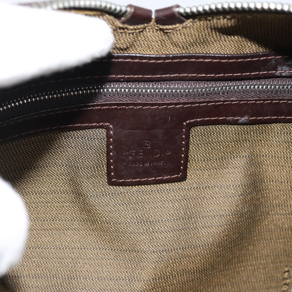 FENDI Zucca Canvas Shoulder Bag Black Brown Auth 185661V