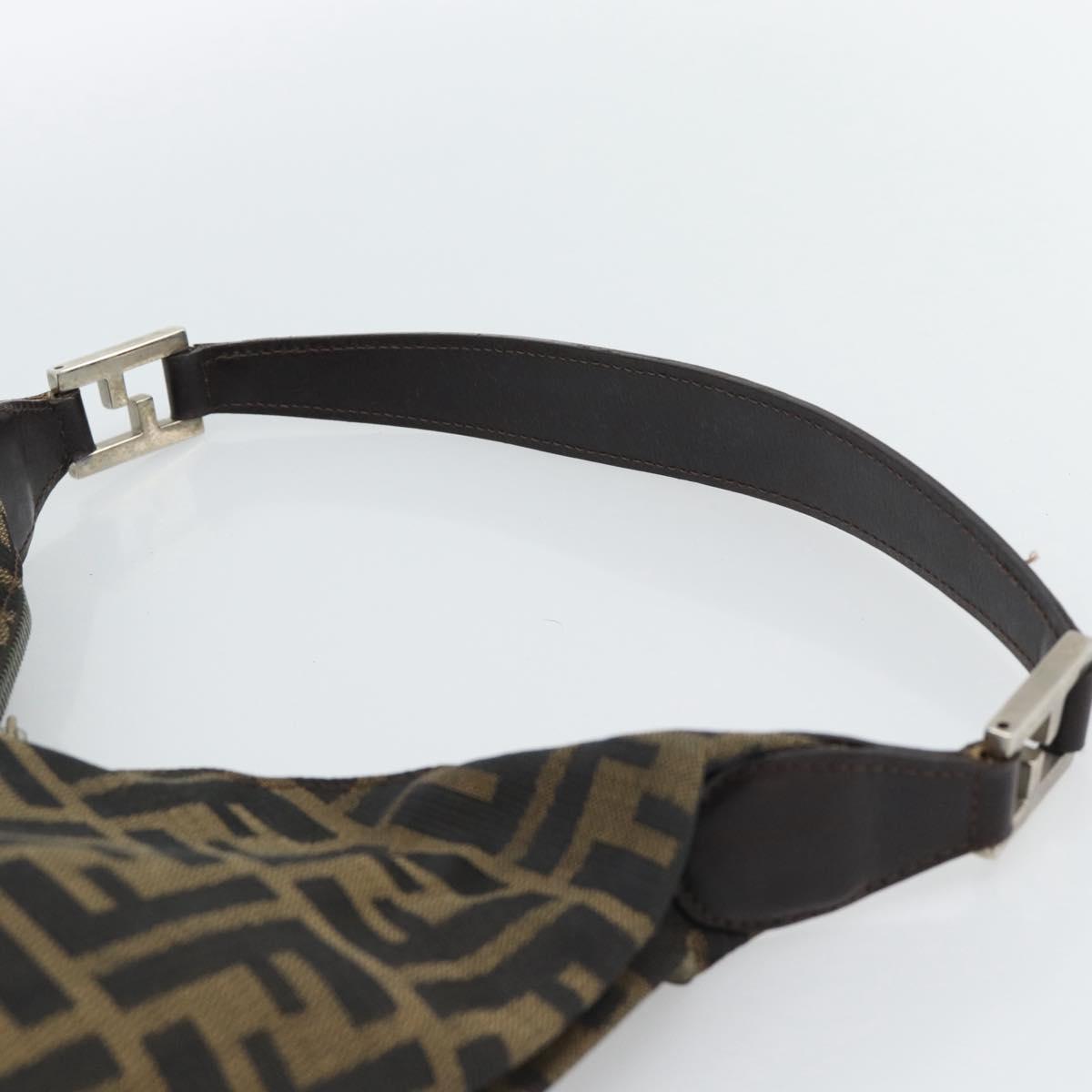 FENDI Zucca Canvas Shoulder Bag Black Brown Auth 185661V
