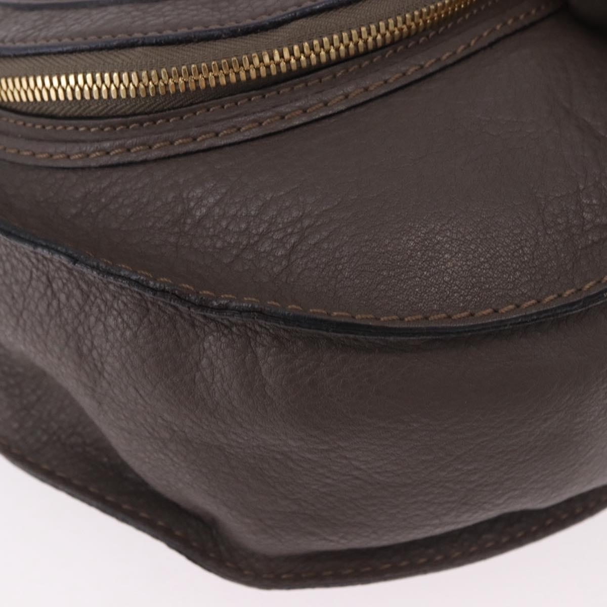 Chloe Marcie Shoulder Bag Leather Brown Gold Auth 185662V