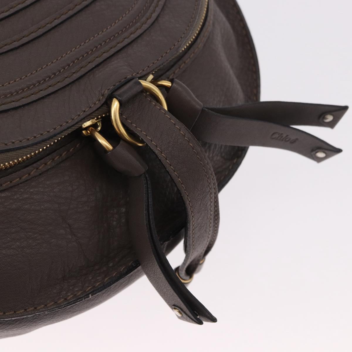 Chloe Marcie Shoulder Bag Leather Brown Gold Auth 185662V
