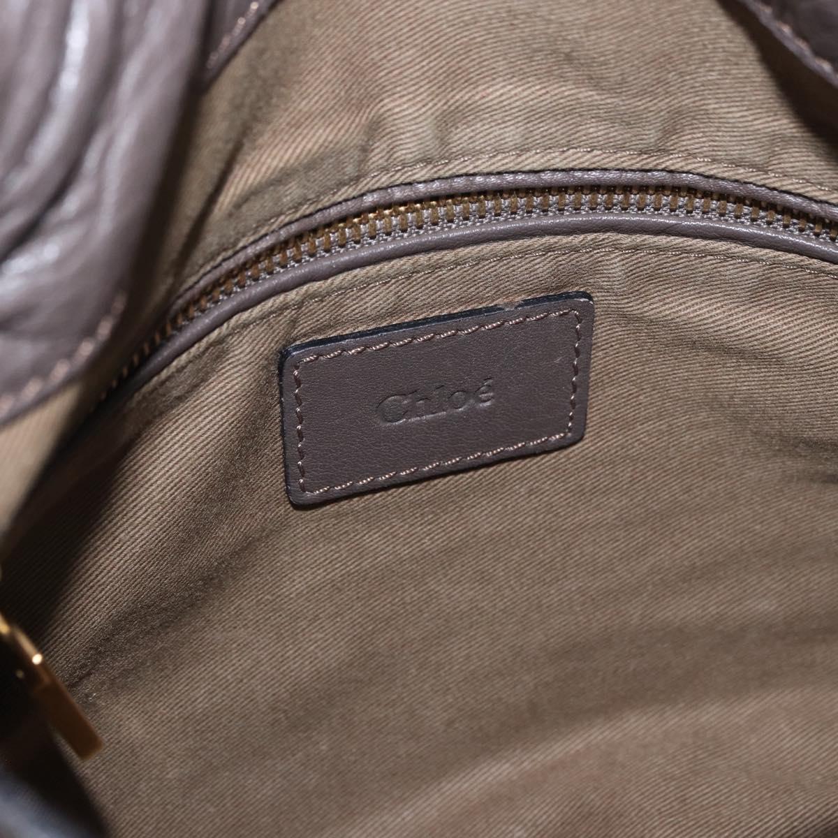 Chloe Marcie Shoulder Bag Leather Brown Gold Auth 185662V