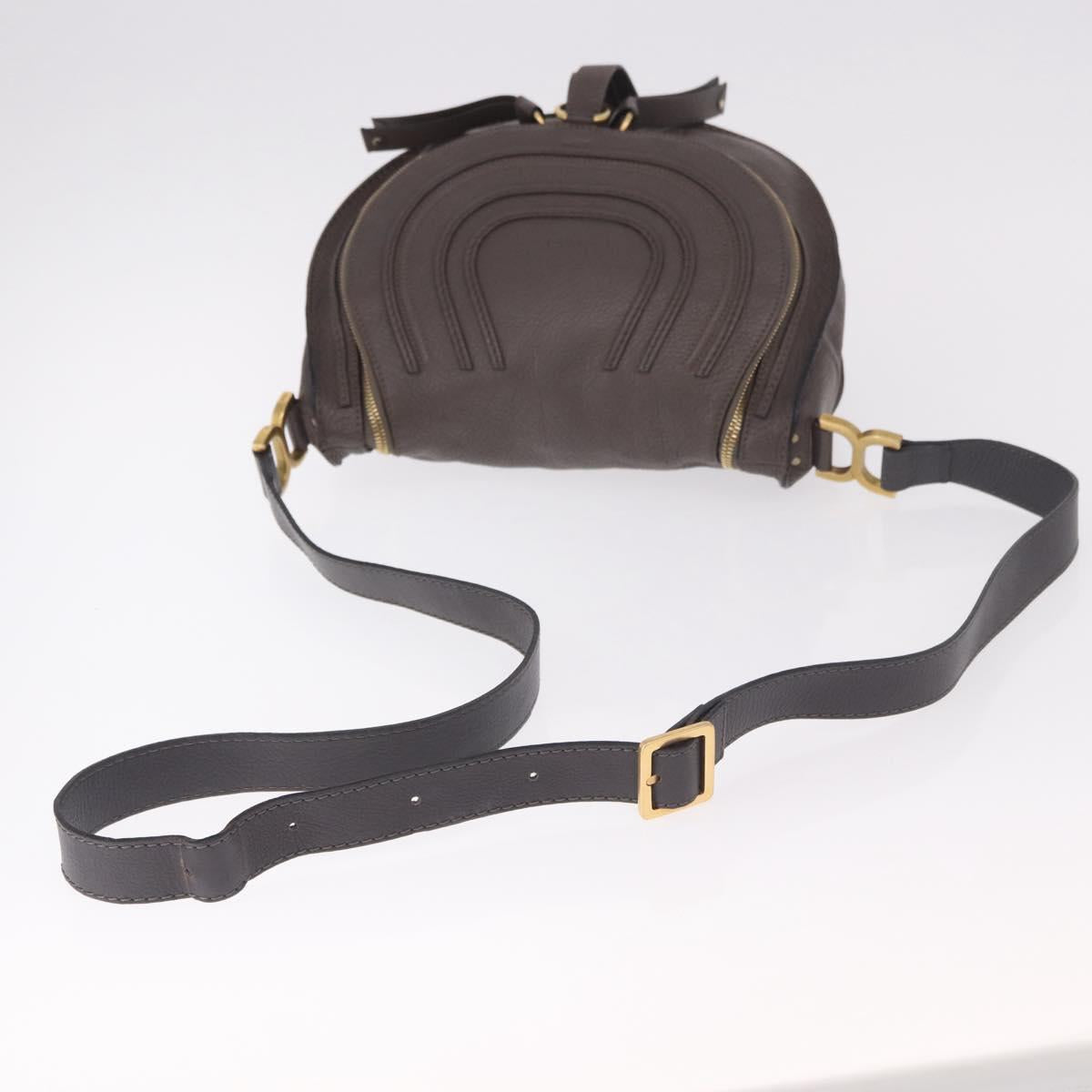 Chloe Marcie Shoulder Bag Leather Brown Gold Auth 185662V