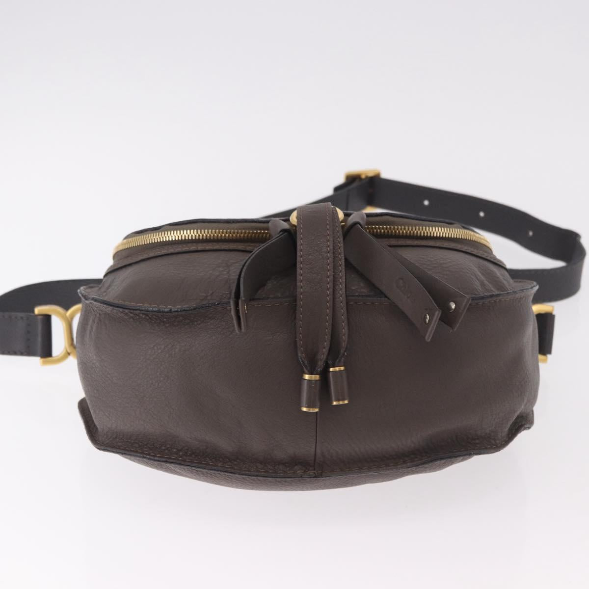 Chloe Marcie Shoulder Bag Leather Brown Gold Auth 185662V