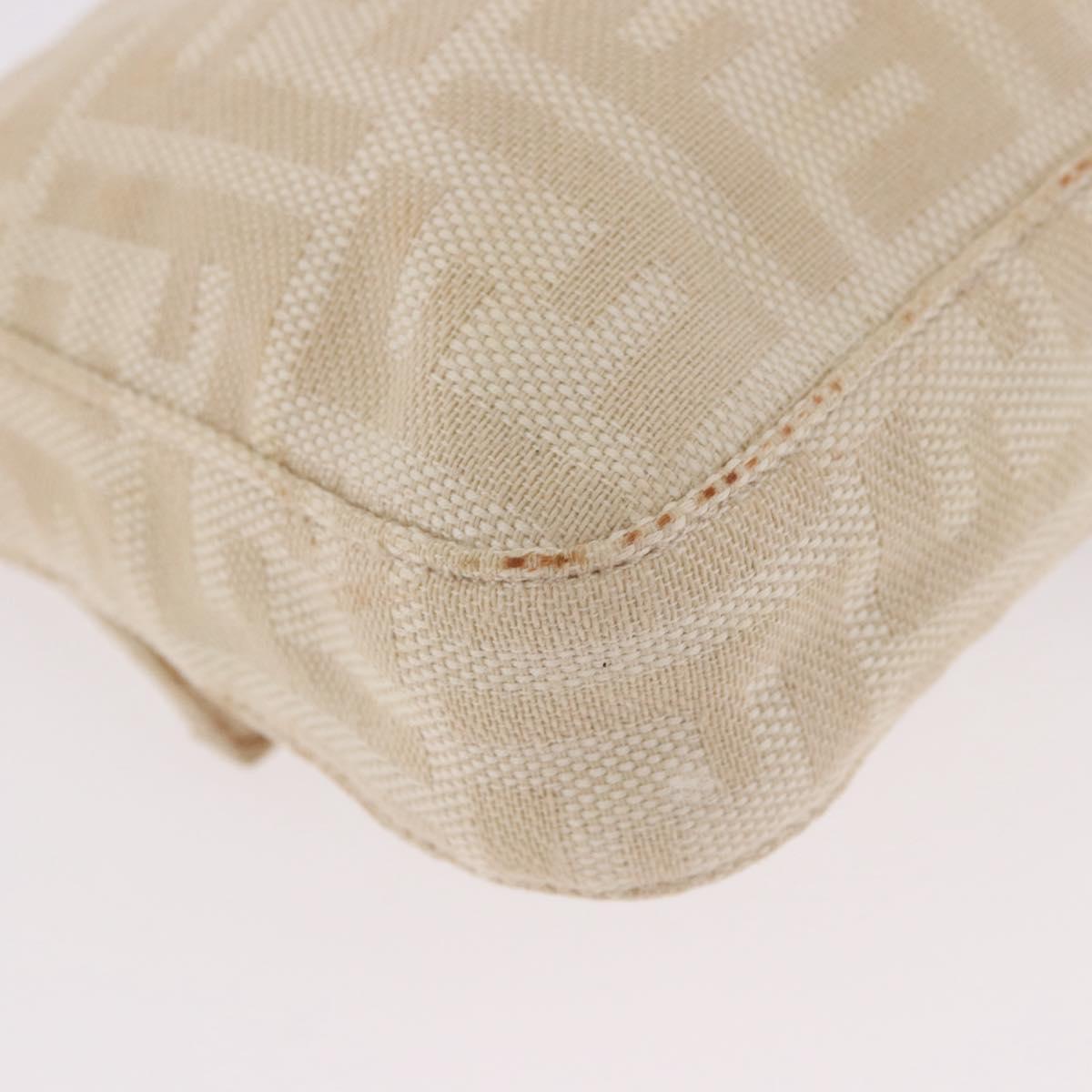 FENDI Zucca Canvas Mamma Baguette Shoulder Bag Beige Silver Auth 185664A