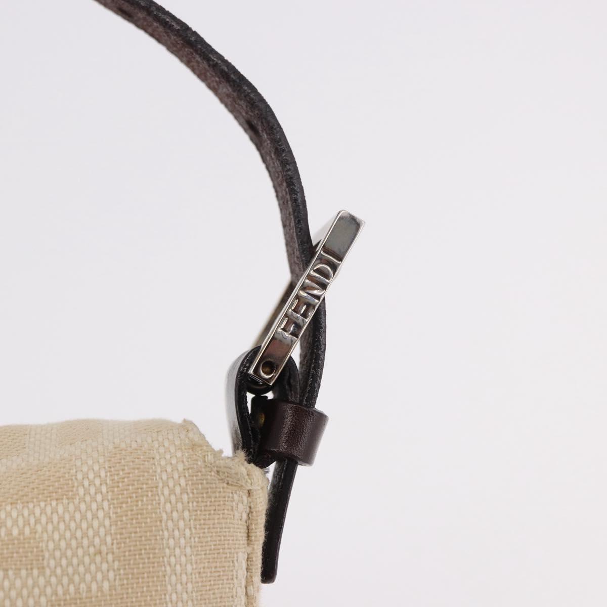 FENDI Zucca Canvas Mamma Baguette Shoulder Bag Beige Silver Auth 185664A